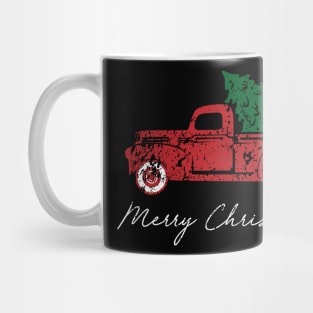 Merry Christmas Retro Vintage Red Truck Mug